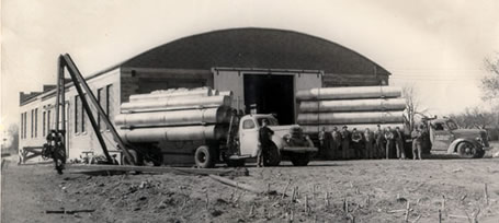 Historic J&J Drainage Products delivery trucks